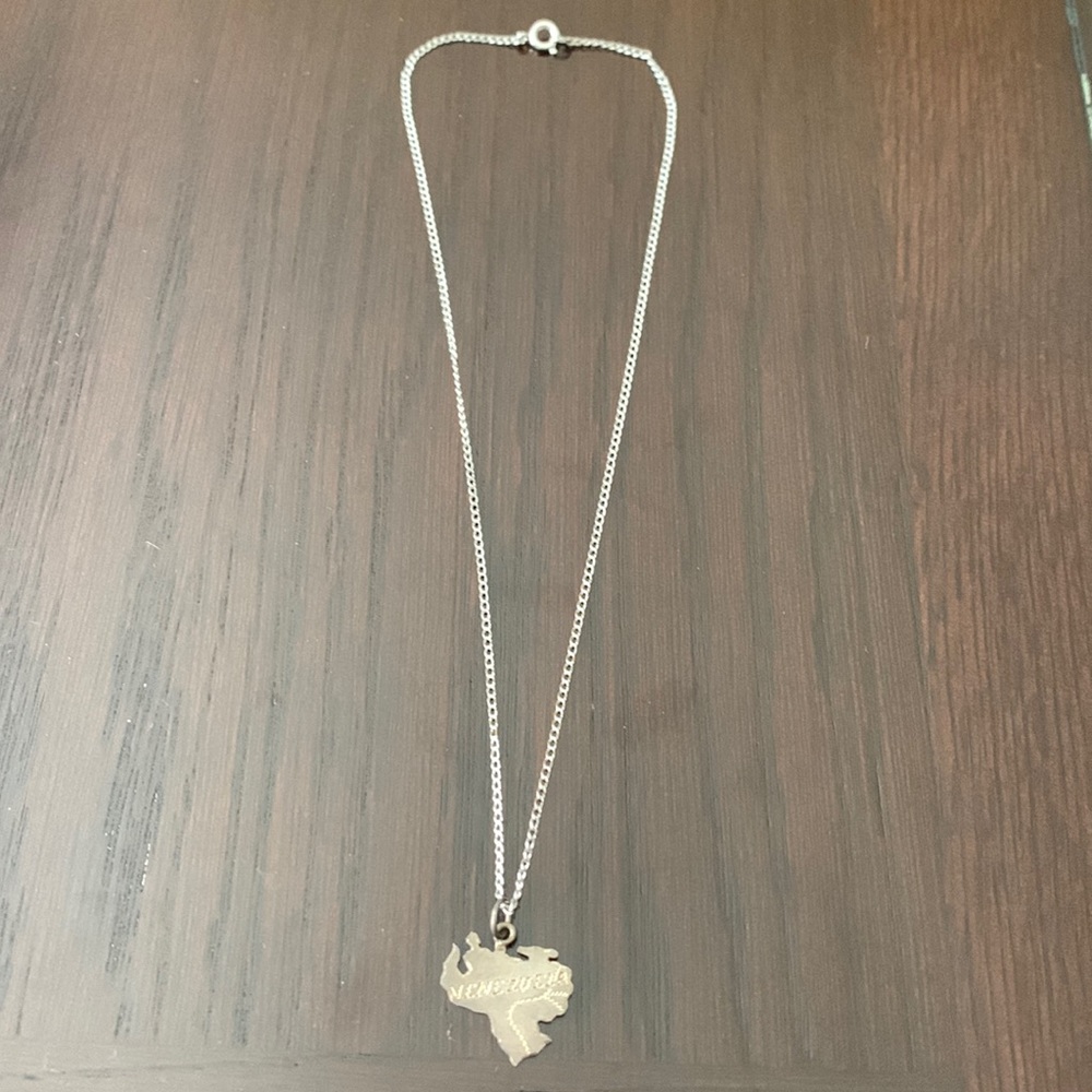 Vintage Venezuela Map Shape Necklace